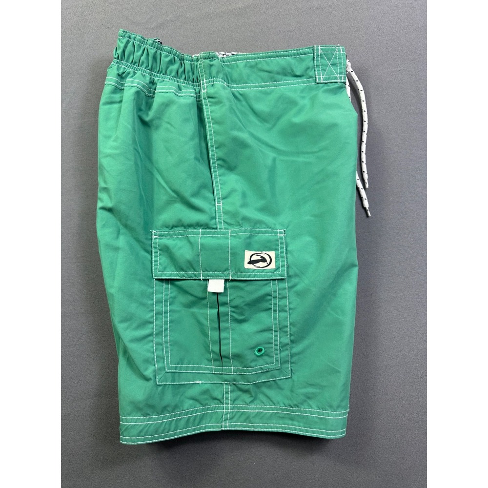 US Apparel‎ Men's Green Cargo Board Shorts Swim Trunks Floral Mesh Lined Large